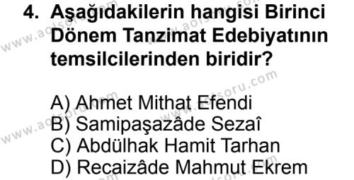 Türk Edebiyatı 5 Dersi 2013 - 2014 Yılı 1. Dönem Sınav Soruları 4. Soru