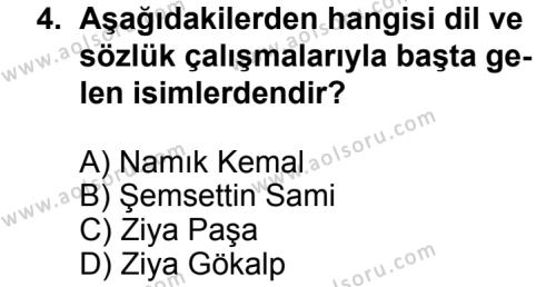 Türk Edebiyatı 5 Dersi 2013 - 2014 Yılı 3. Dönem Sınav Soruları 4. Soru