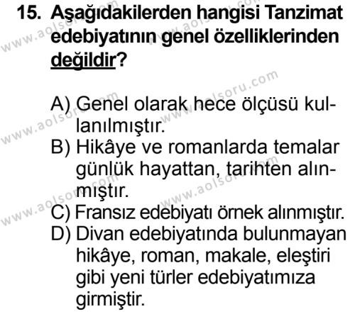 Türk Edebiyatı 5 Dersi 2013-2014 Yılı 3. Dönem Sınavı 15. Soru
