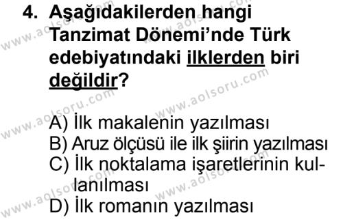 Türk Edebiyatı 5 Dersi 2014 - 2015 Yılı 1. Dönem Sınav Soruları 4. Soru