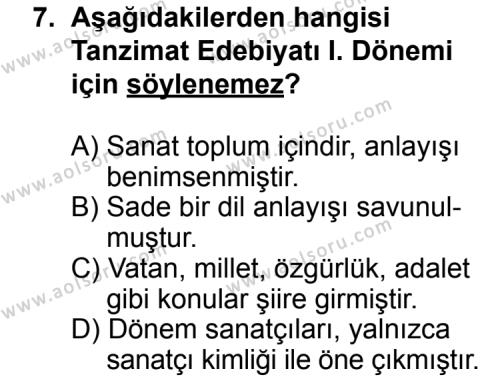 Türk Edebiyatı 5 Dersi 2014-2015 Yılı 1. Dönem Sınavı 7. Soru