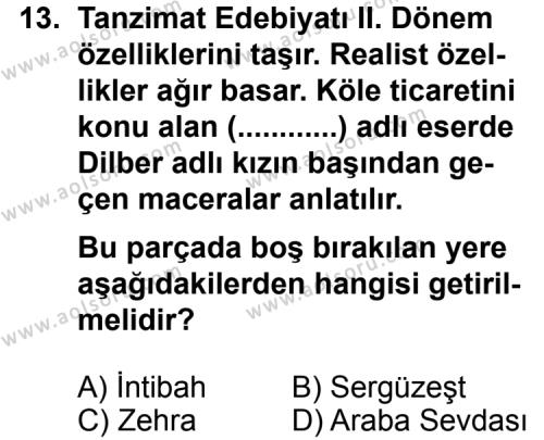 Türk Edebiyatı 5 Dersi 2014-2015 Yılı 1. Dönem Sınavı 13. Soru