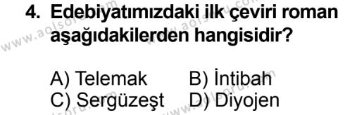 Türk Edebiyatı 5 Dersi 2014 - 2015 Yılı 2. Dönem Sınav Soruları 4. Soru