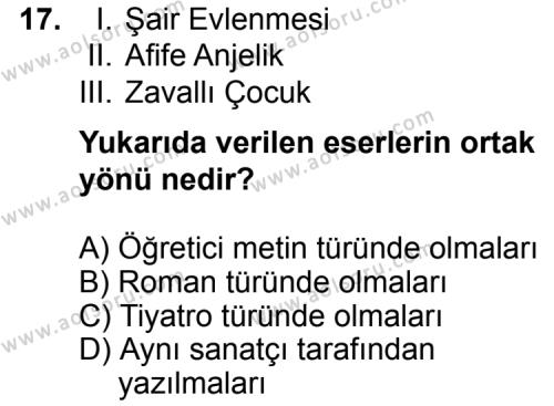 Türk Edebiyatı 5 Dersi 2014-2015 Yılı 2. Dönem Sınavı 17. Soru