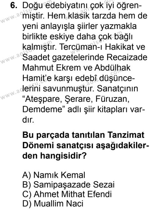 Türk Edebiyatı 5 Dersi 2015-2016 Yılı 2. Dönem Sınavı 6. Soru