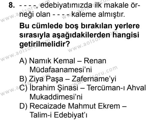 Türk Edebiyatı 5 Dersi 2016-2017 Yılı 1. Dönem Sınavı 8. Soru