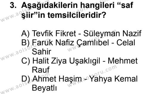 Türk Edebiyatı 6 Dersi 2011 - 2012 Yılı 1. Dönem Sınav Soruları 3. Soru
