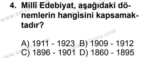 Türk Edebiyatı 6 Dersi 2011 - 2012 Yılı 1. Dönem Sınav Soruları 4. Soru