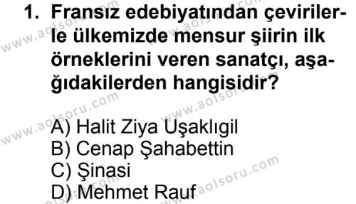 Türk Edebiyatı 6 Dersi 2011 - 2012 Yılı 2. Dönem Sınav Soruları 1. Soru