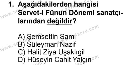 Türk Edebiyatı 6 Dersi 2011 - 2012 Yılı 3. Dönem Sınav Soruları 1. Soru