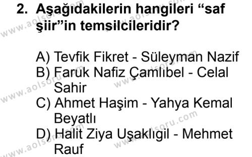Türk Edebiyatı 6 Dersi 2011 - 2012 Yılı Ek Sınav Soruları 2. Soru