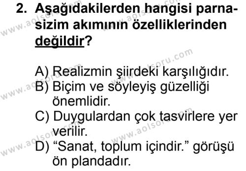 Türk Edebiyatı 6 Dersi 2012 - 2013 Yılı 2. Dönem Sınav Soruları 2. Soru