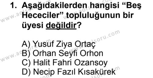 Türk Edebiyatı 6 Dersi 2012 - 2013 Yılı 3. Dönem Sınav Soruları 1. Soru