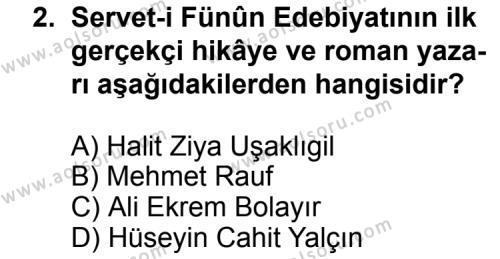 Türk Edebiyatı 6 Dersi 2012 - 2013 Yılı 3. Dönem Sınav Soruları 2. Soru