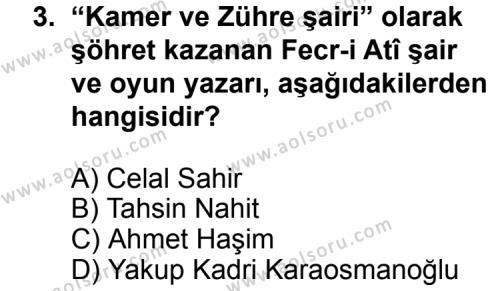 Türk Edebiyatı 6 Dersi 2012 - 2013 Yılı 3. Dönem Sınav Soruları 3. Soru