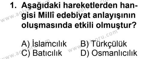 Türk Edebiyatı 6 Dersi 2012 - 2013 Yılı Ek Sınav Soruları 1. Soru