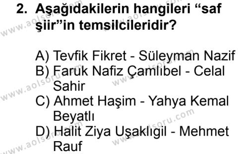 Türk Edebiyatı 6 Dersi 2012 - 2013 Yılı Ek Sınav Soruları 2. Soru