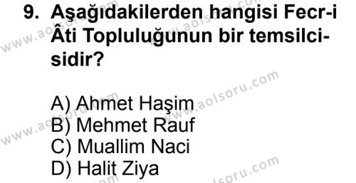 Türk Edebiyatı 6 Dersi 2013-2014 Yılı 1. Dönem Sınavı 9. Soru