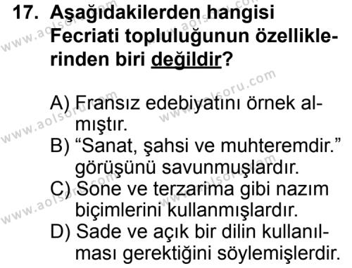 Türk Edebiyatı 6 Dersi 2014-2015 Yılı 1. Dönem Sınavı 17. Soru