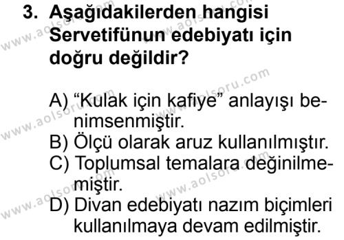 Türk Edebiyatı 6 Dersi 2015 - 2016 Yılı 2. Dönem Sınav Soruları 3. Soru