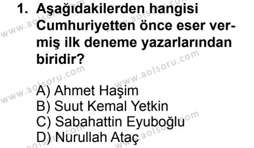 Türk Edebiyatı 7 Dersi 2011 - 2012 Yılı 1. Dönem Sınav Soruları 1. Soru