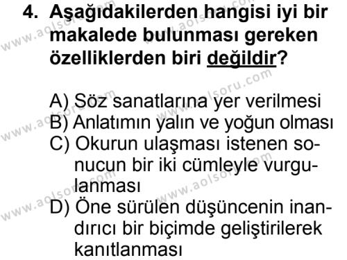 Türk Edebiyatı 7 Dersi 2011 - 2012 Yılı 1. Dönem Sınav Soruları 4. Soru
