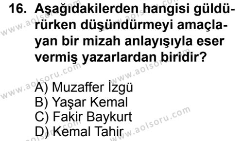 Türk Edebiyatı 7 Dersi 2011-2012 Yılı 1. Dönem Sınavı 16. Soru