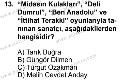 Türk Edebiyatı 7 Dersi 2011-2012 Yılı 2. Dönem Sınavı 13. Soru