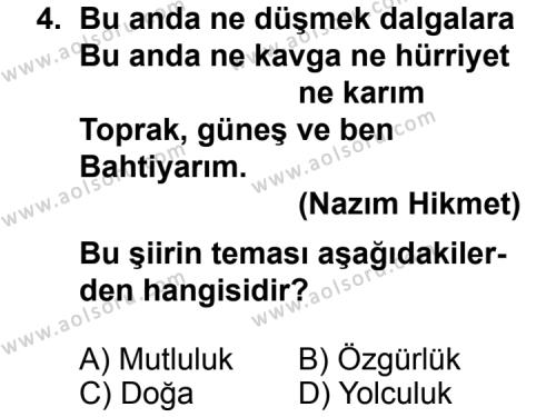 Türk Edebiyatı 7 Dersi 2011 - 2012 Yılı Ek Sınav Soruları 4. Soru
