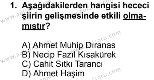 Türk Edebiyatı 7 Dersi 2012 - 2013 Yılı 1. Dönem Sınav Soruları 1. Soru