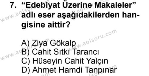 Türk Edebiyatı 7 Dersi 2012-2013 Yılı 1. Dönem Sınavı 7. Soru