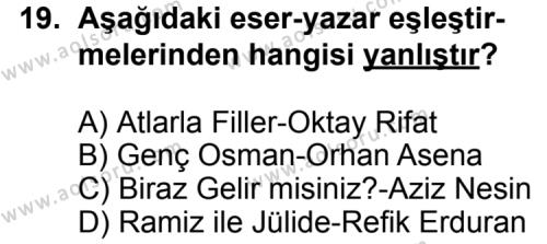 Türk Edebiyatı 7 Dersi 2012-2013 Yılı 1. Dönem Sınavı 19. Soru