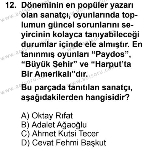 Türk Edebiyatı 7 Dersi 2012-2013 Yılı 2. Dönem Sınavı 12. Soru