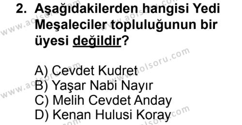Türk Edebiyatı 7 Dersi 2012 - 2013 Yılı 3. Dönem Sınav Soruları 2. Soru