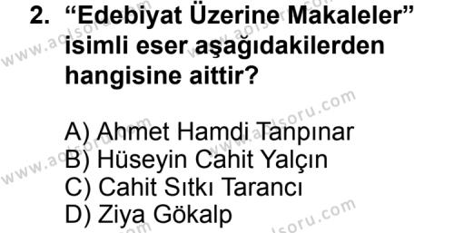 Türk Edebiyatı 7 Dersi 2013 - 2014 Yılı 1. Dönem Sınav Soruları 2. Soru
