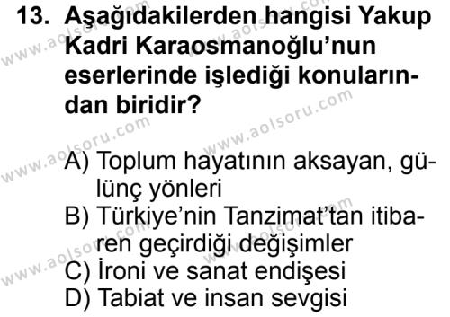 Türk Edebiyatı 7 Dersi 2013-2014 Yılı 1. Dönem Sınavı 13. Soru