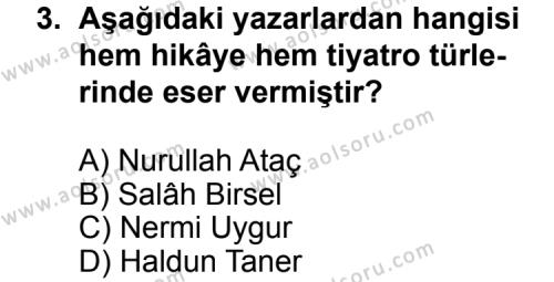 Türk Edebiyatı 7 Dersi 2013 - 2014 Yılı 2. Dönem Sınav Soruları 3. Soru