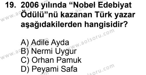 Türk Edebiyatı 7 Dersi 2013-2014 Yılı 2. Dönem Sınavı 19. Soru