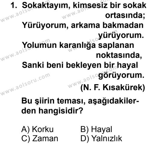 Türk Edebiyatı 8 Dersi 2011 - 2012 Yılı 1. Dönem Sınav Soruları 1. Soru