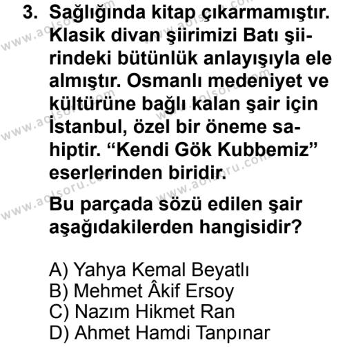 Türk Edebiyatı 8 Dersi 2011 - 2012 Yılı 1. Dönem Sınav Soruları 3. Soru