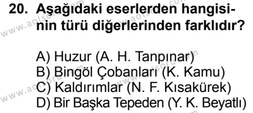Türk Edebiyatı 8 Dersi 2011-2012 Yılı 2. Dönem Sınavı 20. Soru