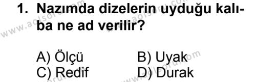 Türk Edebiyatı 8 Dersi 2011 - 2012 Yılı 3. Dönem Sınav Soruları 1. Soru