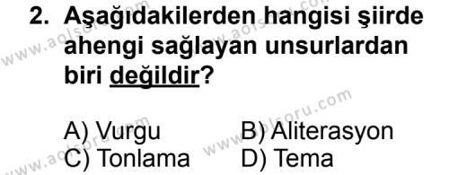 Türk Edebiyatı 8 Dersi 2011 - 2012 Yılı 3. Dönem Sınav Soruları 2. Soru