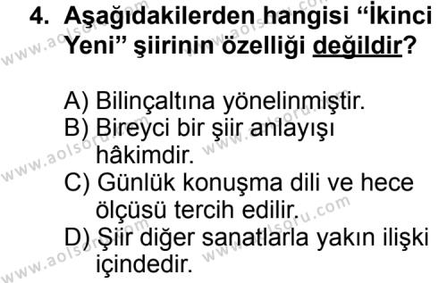Türk Edebiyatı 8 Dersi 2012 - 2013 Yılı 3. Dönem Sınav Soruları 4. Soru