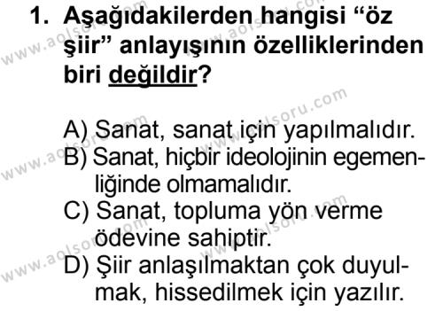 Türk Edebiyatı 8 Dersi 2014 - 2015 Yılı 1. Dönem Sınav Soruları 1. Soru