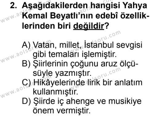 Türk Edebiyatı 8 Dersi 2014 - 2015 Yılı 2. Dönem Sınav Soruları 2. Soru