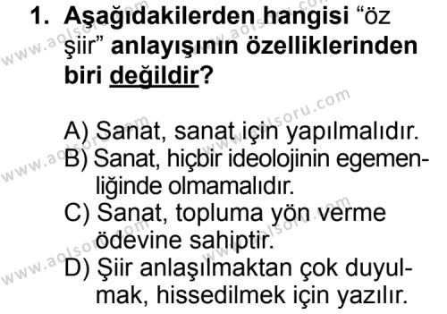 Türk Edebiyatı 8 Dersi 2014 - 2015 Yılı Ek Sınav Soruları 1. Soru