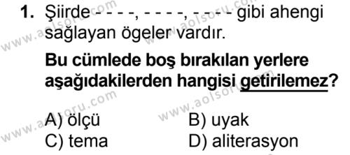 Türk Edebiyatı 8 Dersi 2016 - 2017 Yılı 2. Dönem Sınav Soruları 1. Soru